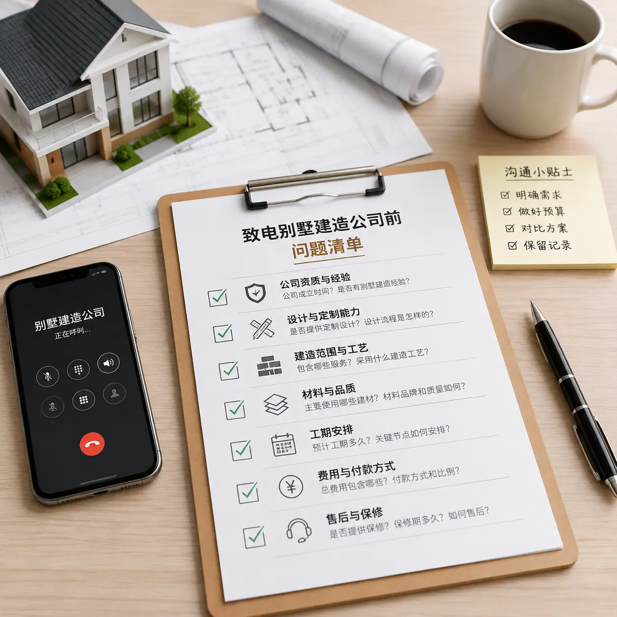 在甘肃拨打别墅建造公司电话前的准备工作